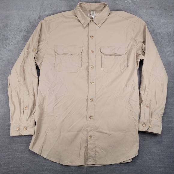 Duluth Trading Co. Button Up Shirt Roll Tab Sleeve‎ Pockets Mens XL Tall - Picture 1 of 12
